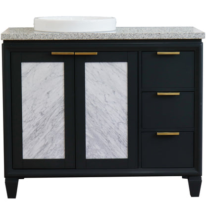 43" Single vanity in Dark Gray finish with Gray granite and round sink Left door/Left sink
