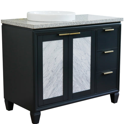43" Single vanity in Dark Gray finish with Gray granite and round sink Left door/Left sink