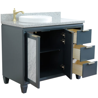 43" Single vanity in Dark Gray finish with Gray granite and round sink Left door/Left sink