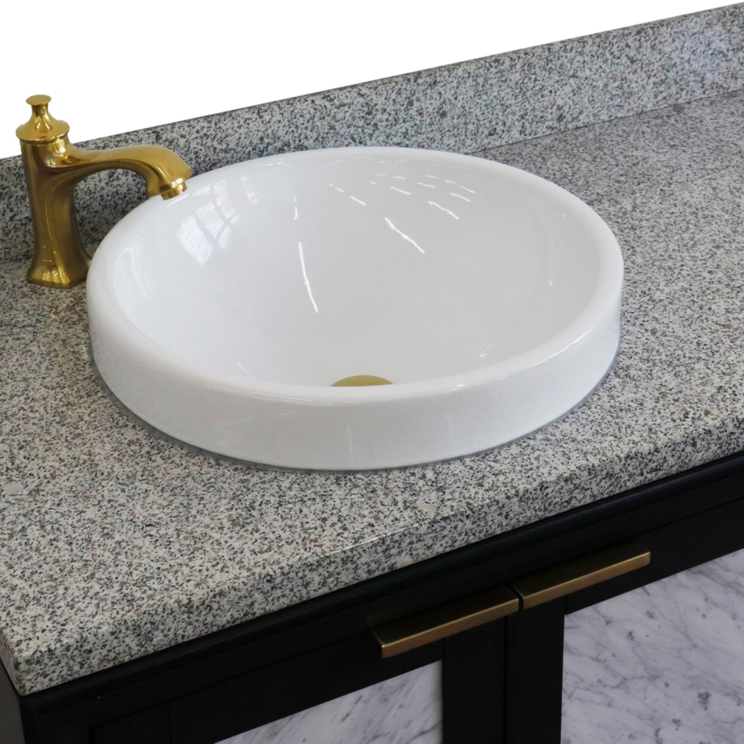 43" Single vanity in Dark Gray finish with Gray granite and round sink Left door/Left sink
