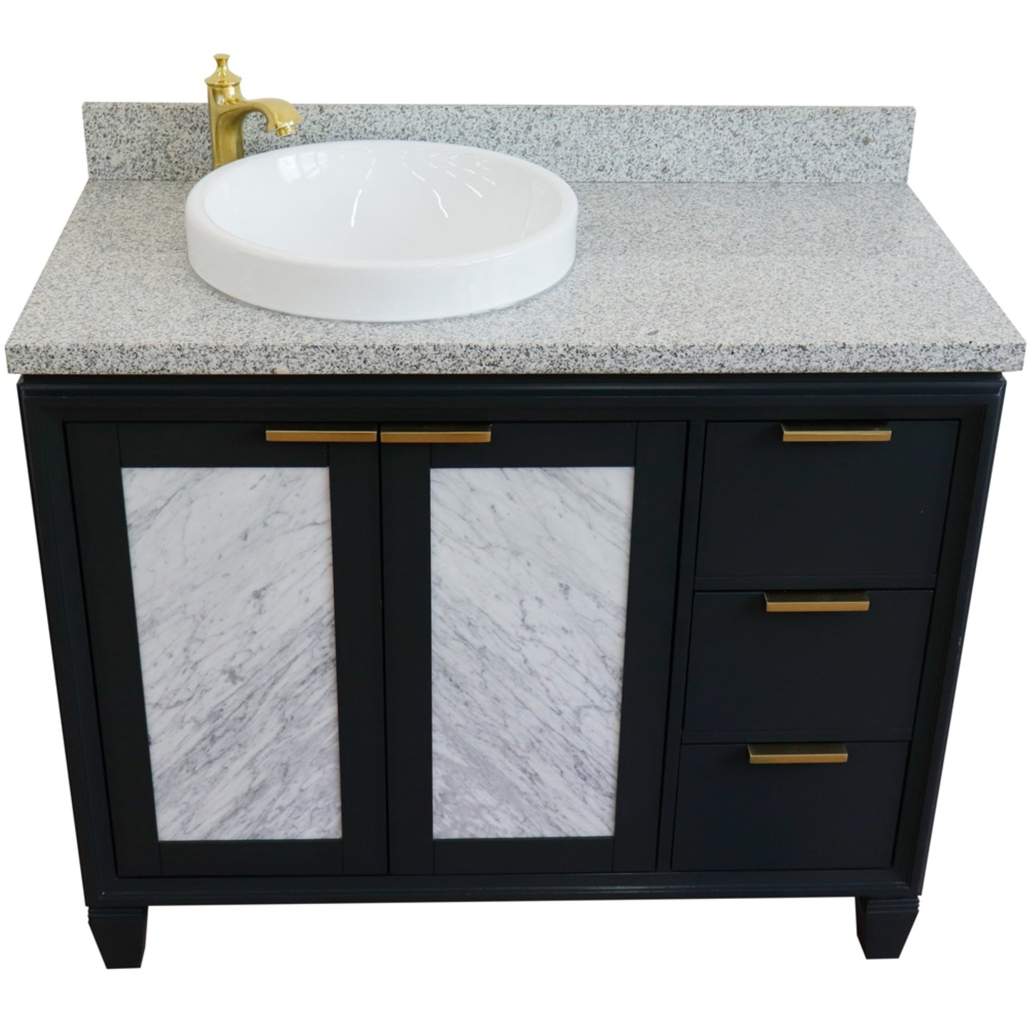 43" Single vanity in Dark Gray finish with Gray granite and round sink Left door/Left sink