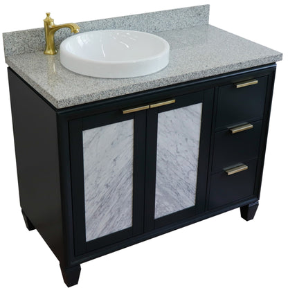 43" Single vanity in Dark Gray finish with Gray granite and round sink Left door/Left sink