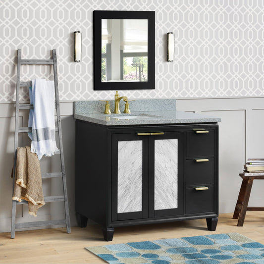 43" Single vanity in Dark Gray finish with Gray granite and rectangle sink Left door/Left sink