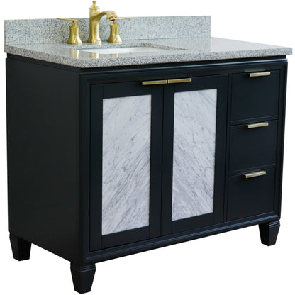43" Single vanity in Dark Gray finish with Gray granite and rectangle sink Left door/Left sink