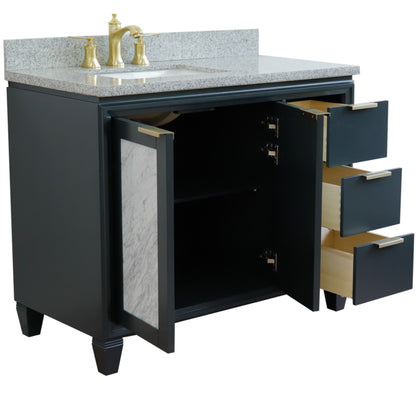 43" Single vanity in Dark Gray finish with Gray granite and rectangle sink Left door/Left sink