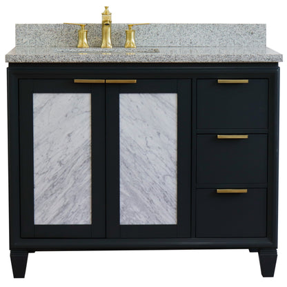 43" Single vanity in Dark Gray finish with Gray granite and rectangle sink Left door/Left sink