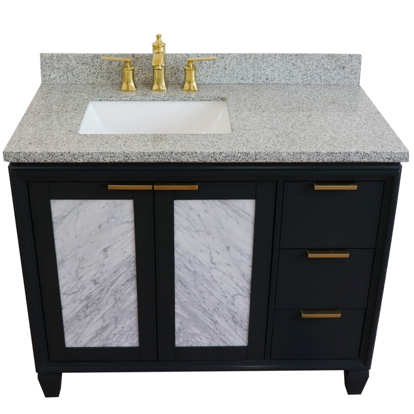 43" Single vanity in Dark Gray finish with Gray granite and rectangle sink Left door/Left sink