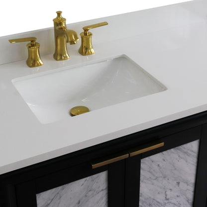 43" Single vanity in Dark Gray finish with White engineered stone and rectangle sink Left door/Left sink