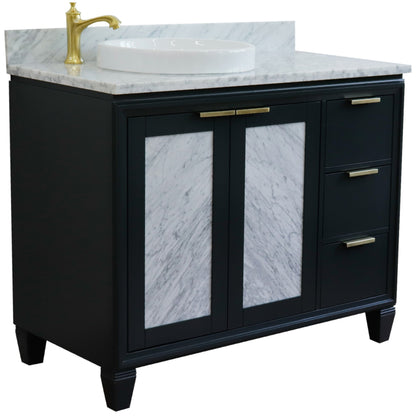 43" Single vanity in Dark Gray finish with White Carrara and round sink Left door/Left sink