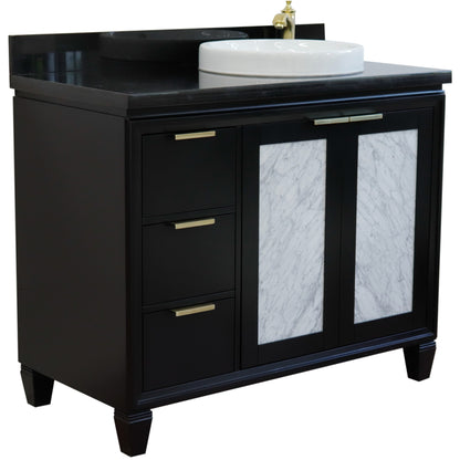 43" Single vanity in Black finish with Black galaxy and round sink Right door/Right sink