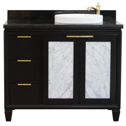 43" Single vanity in Black finish with Black galaxy and round sink Right door/Right sink
