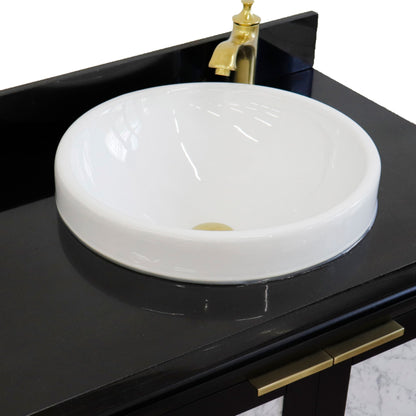 43" Single vanity in Black finish with Black galaxy and round sink Right door/Right sink