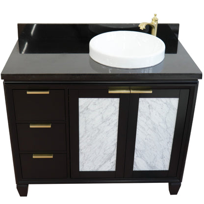 43" Single vanity in Black finish with Black galaxy and round sink Right door/Right sink