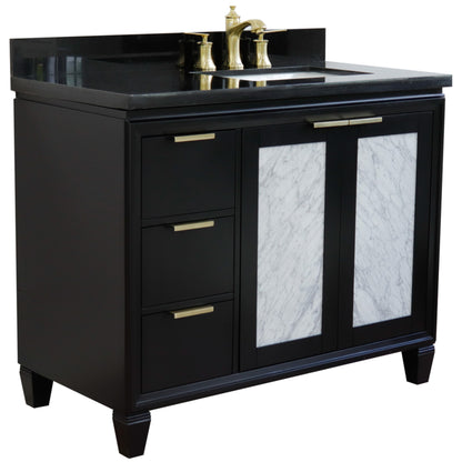 43" Single vanity in Black finish with Black galaxy and rectangle sink Right door/Right sink