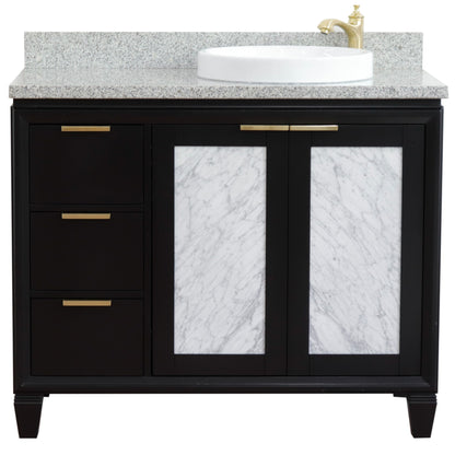 43" Single vanity in Black finish with Gray granite and round sink Right door/Right sink