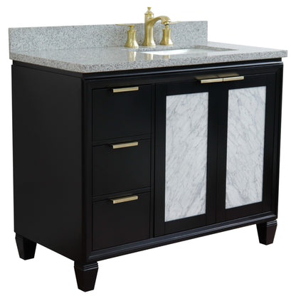 43" Single vanity in Black finish with Gray granite and rectangle sink Right door/Right sink