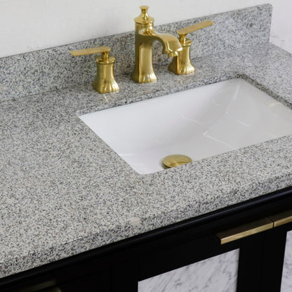 43" Single vanity in Black finish with Gray granite and rectangle sink Right door/Right sink