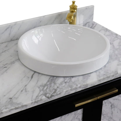 43" Single vanity in Black finish with White Carrara and round sink Right door/Right sink