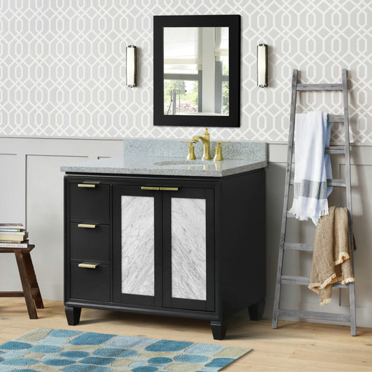 43" Single vanity in Dark Gray finish with Gray granite and oval sink Right door/Right sink