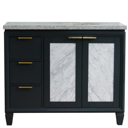43" Single vanity in Dark Gray finish with Gray granite and oval sink Right door/Right sink