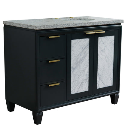 43" Single vanity in Dark Gray finish with Gray granite and oval sink Right door/Right sink