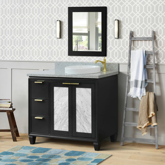 43" Single vanity in Dark Gray finish with Gray granite and round sink Right door/Right sink