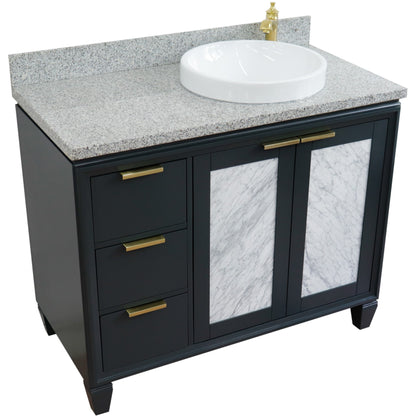 43" Single vanity in Dark Gray finish with Gray granite and round sink Right door/Right sink