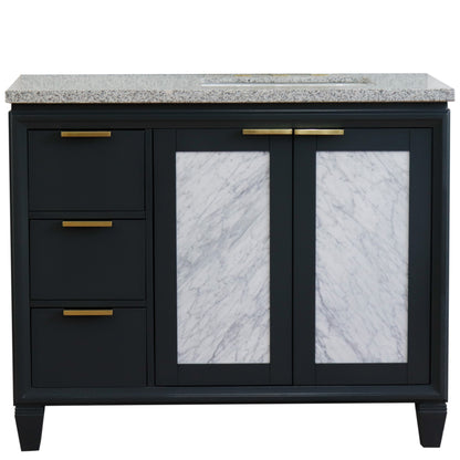 43" Single vanity in Dark Gray finish with Gray granite and rectangle sink Right door/Right sink