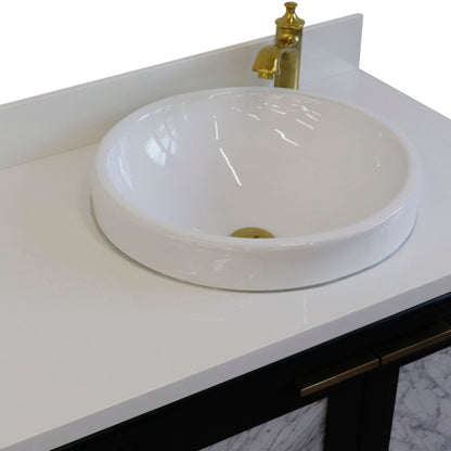 43" Single vanity in Dark Gray finish with White engineered stone and round sink Right door/Right sink