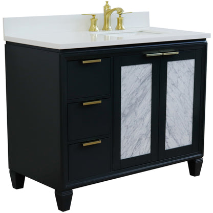 43" Single vanity in Dark Gray finish with White engineered stone and rectangle sink Right door/Right sink