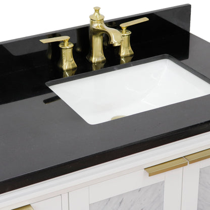 43" Single vanity in White finish with Black galaxy and rectangle sink Right door/Right sink