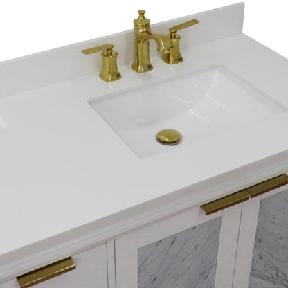 43" Single vanity in White finish with White engineered stone and rectangle sink Right door/Right sink