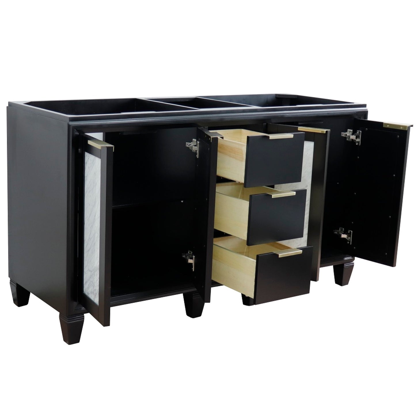 60" Double vanity in Black finish cabinet only