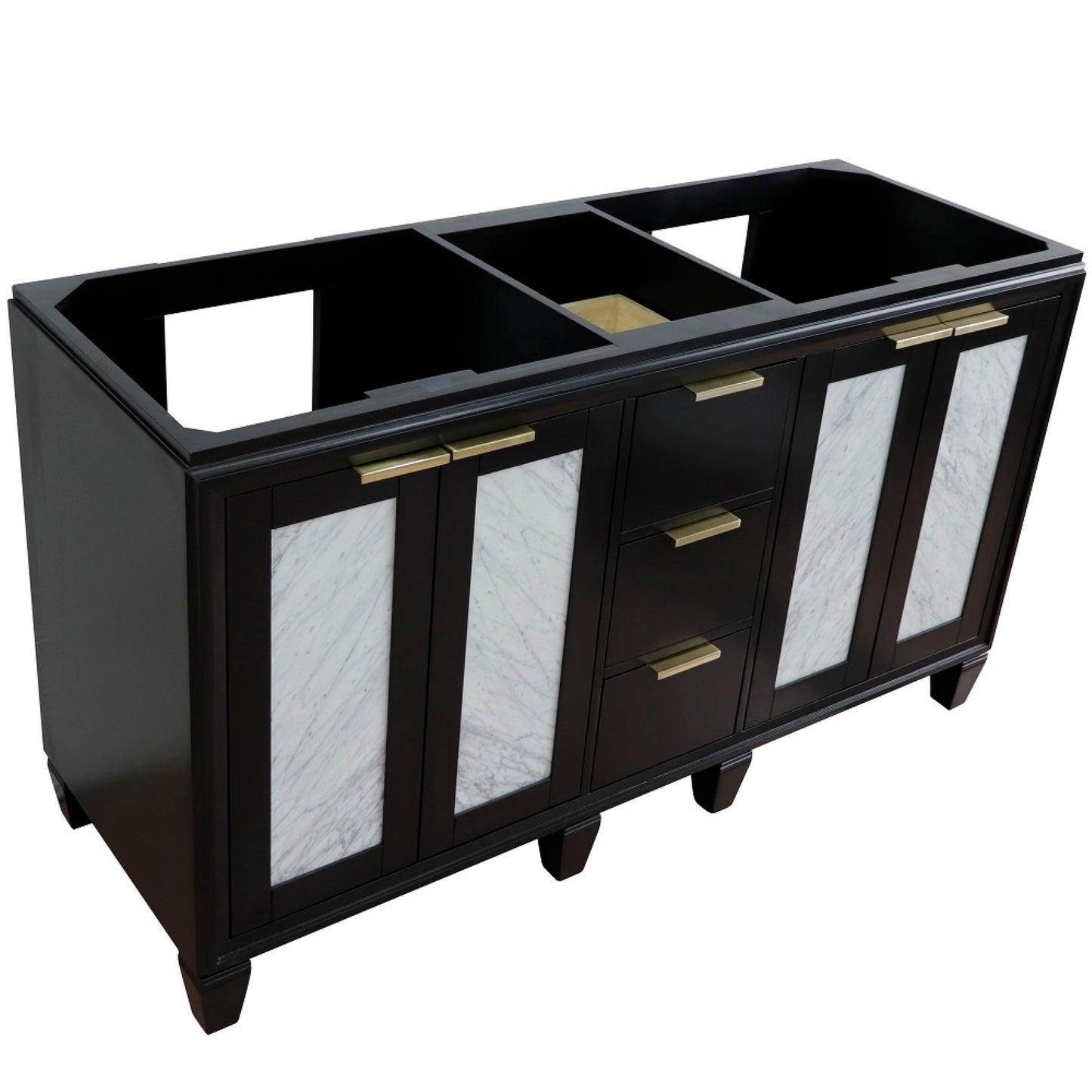 60" Double vanity in Black finish cabinet only
