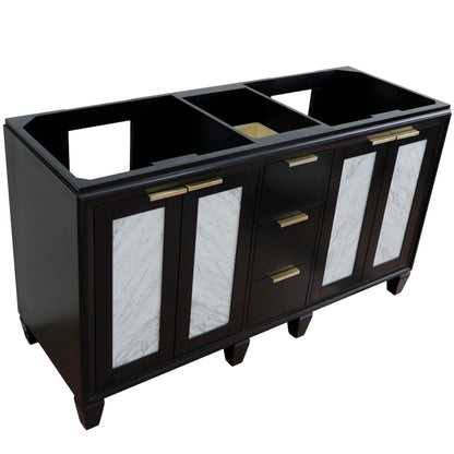 60" Double vanity in Black finish cabinet only