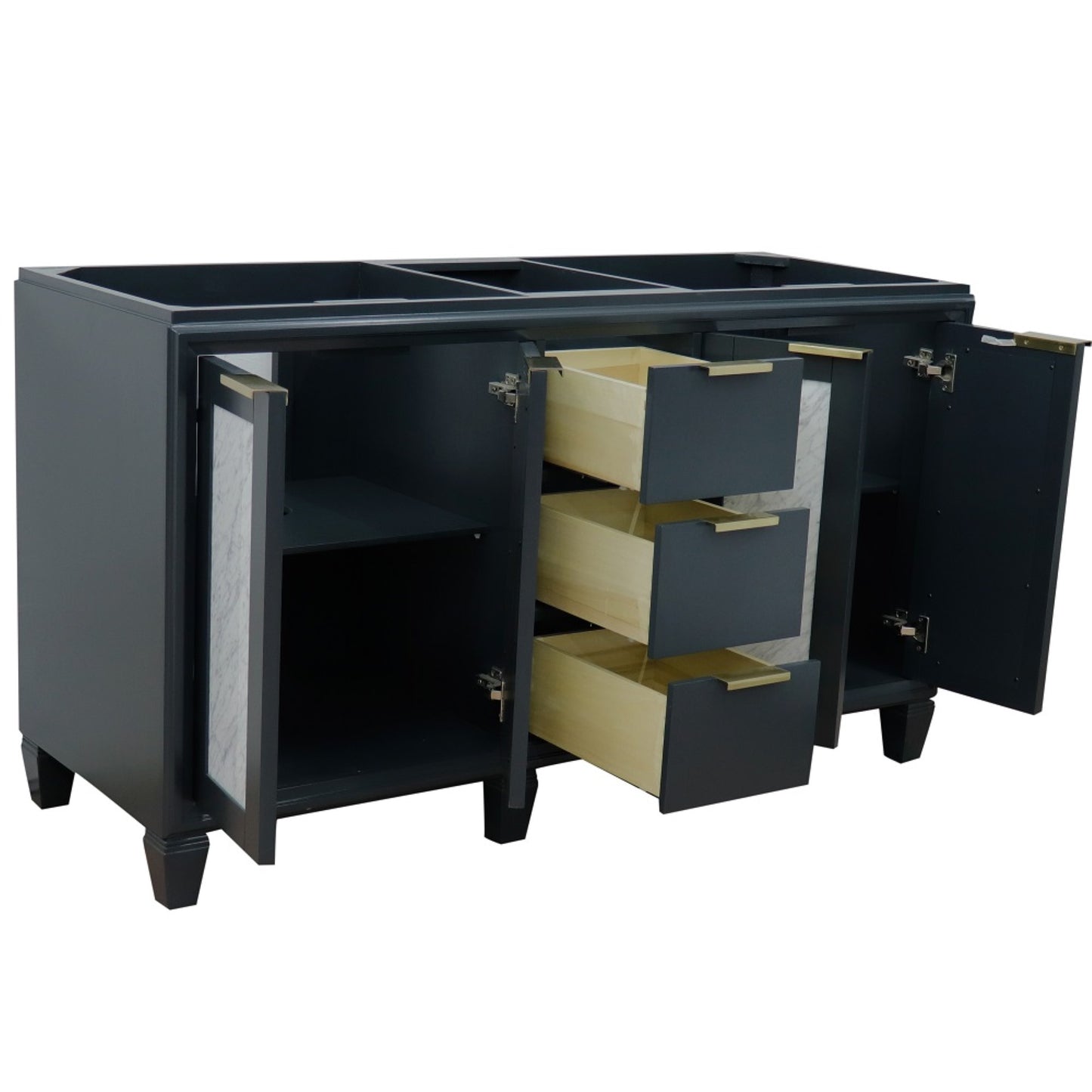 60" Double vanity in Dark Gray finish cabinet only