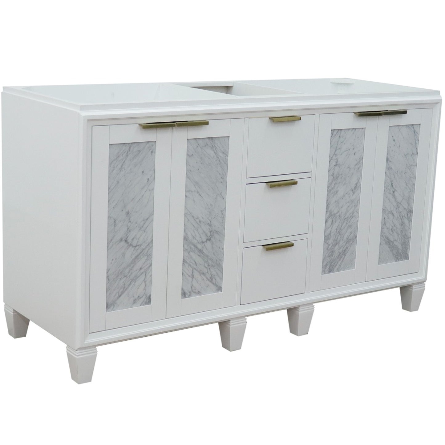 60" Double vanity in White finish cabinet only