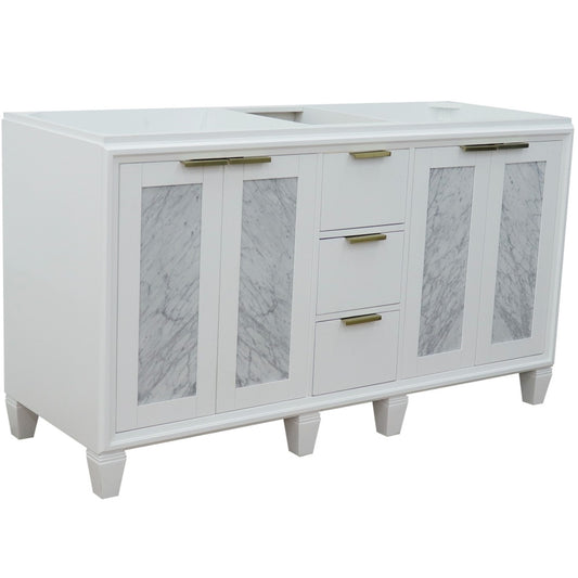 60" Double vanity in White finish cabinet only