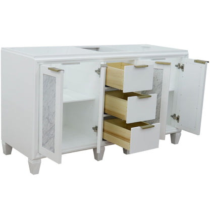 60" Double vanity in White finish cabinet only