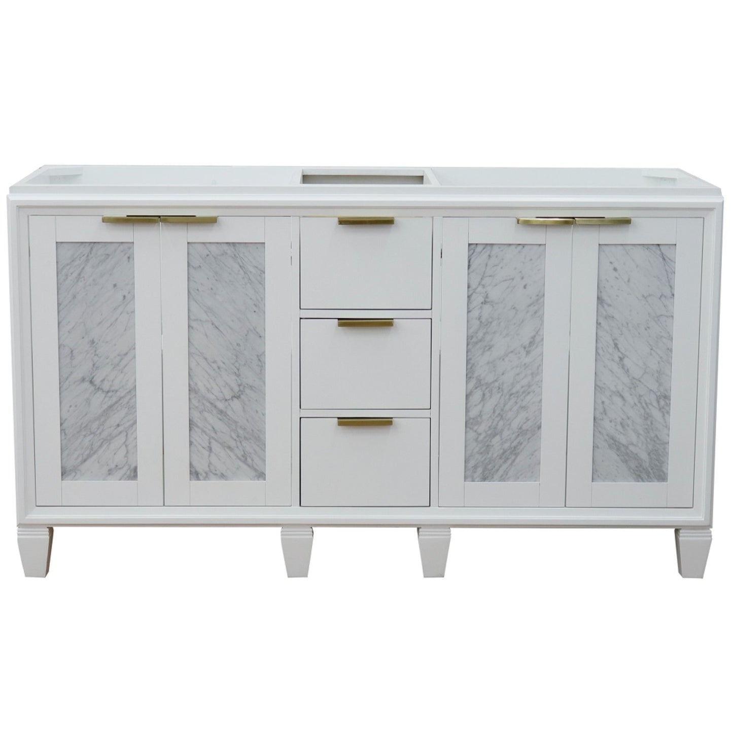 60" Double vanity in White finish cabinet only