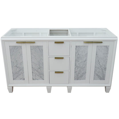 60" Double vanity in White finish cabinet only