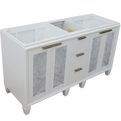 60" Double vanity in White finish cabinet only