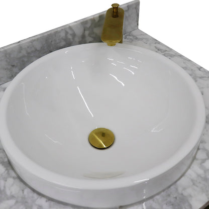 61" Double sink vanity in Dark Gray finish with White Carrara marble and round sink