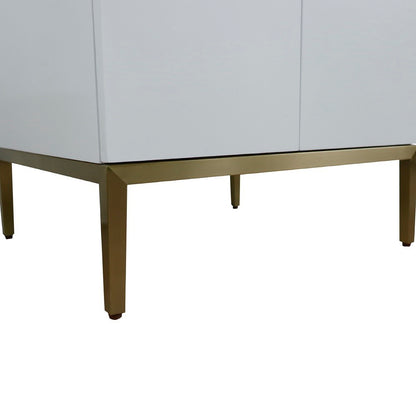25" Single sink vanity in White finish with Gray granite and rectangle sink