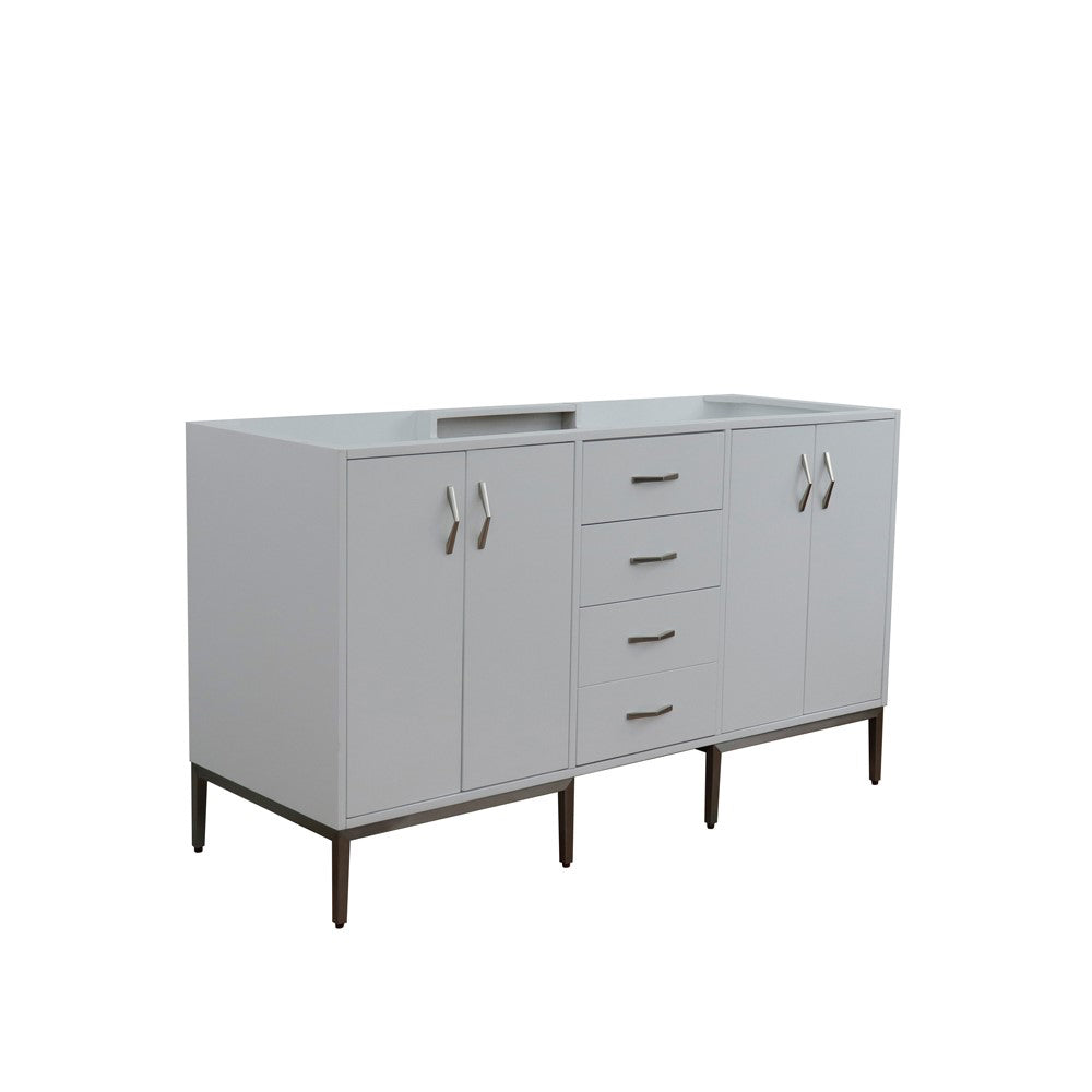 60" Double vanity in White finish cabinet only
