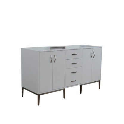 60" Double vanity in White finish cabinet only
