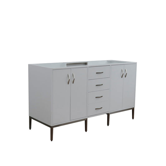 60" Double vanity in White finish cabinet only