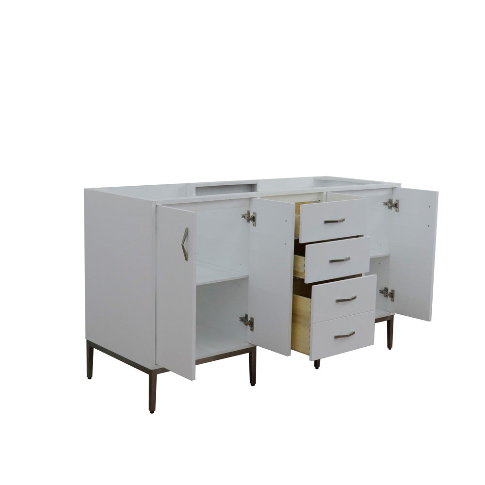 60" Double vanity in White finish cabinet only