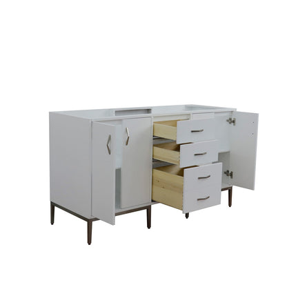 60" Double vanity in White finish cabinet only
