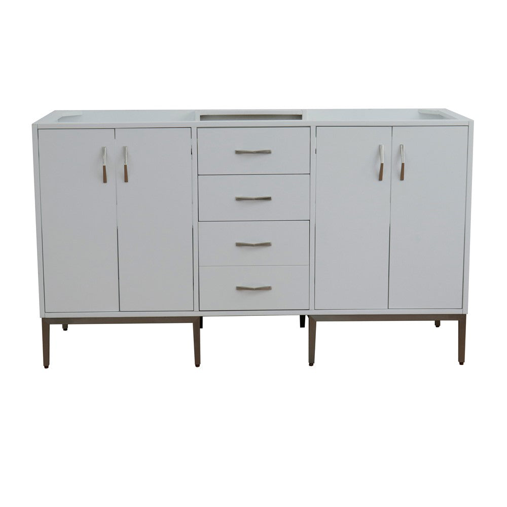60" Double vanity in White finish cabinet only